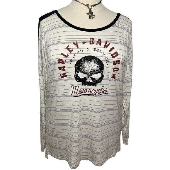 NWOT Harley Davidson Skull Front Plus Size Raglan Jersey -- 1X - Picture 2 of 12